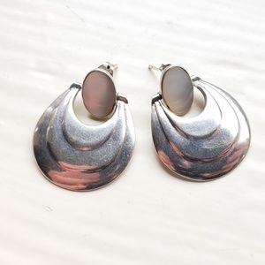 Sterling Silver and Mother of Pearl Drop Earrings